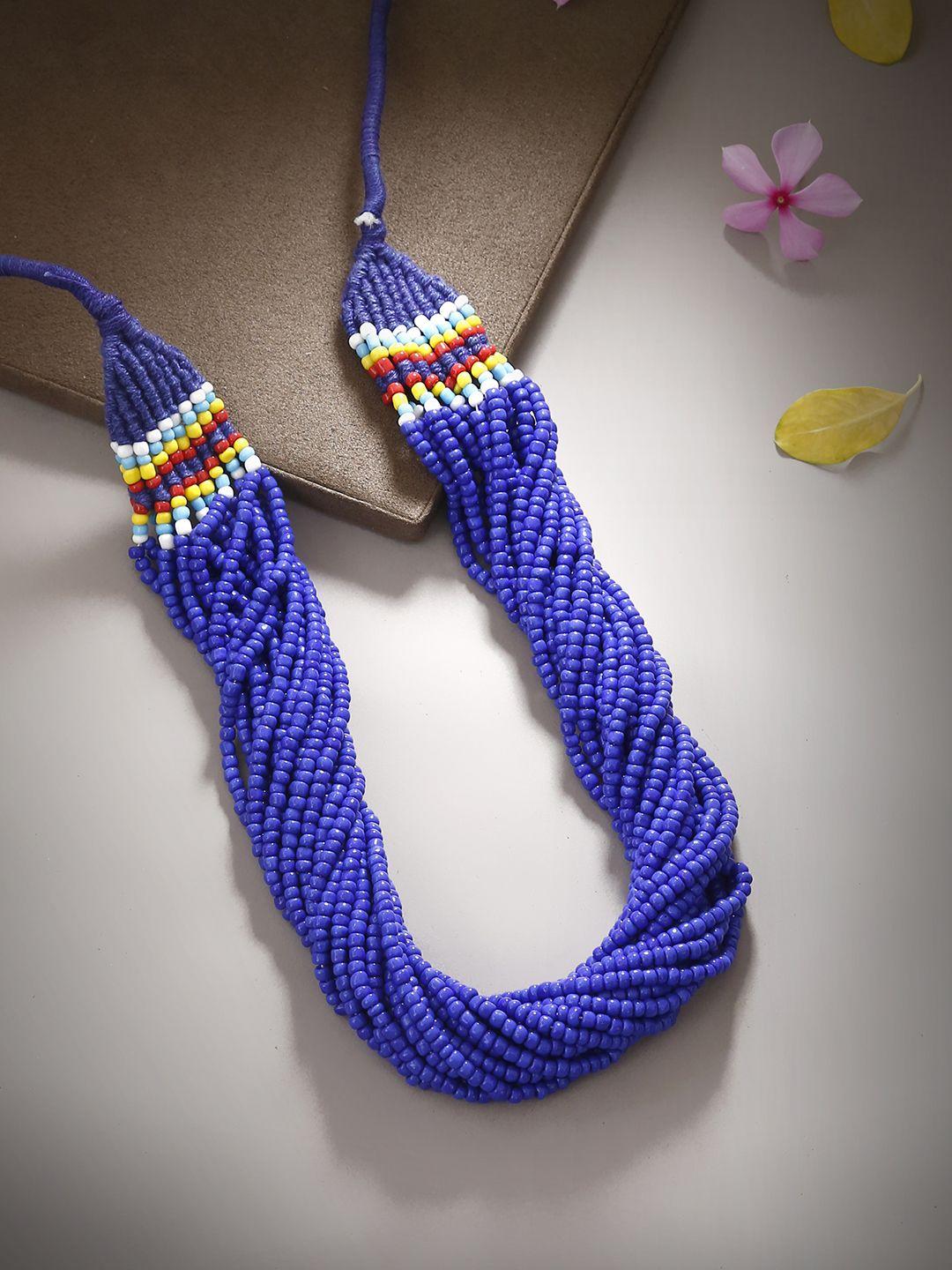 bamboo blue metal handcrafted necklace