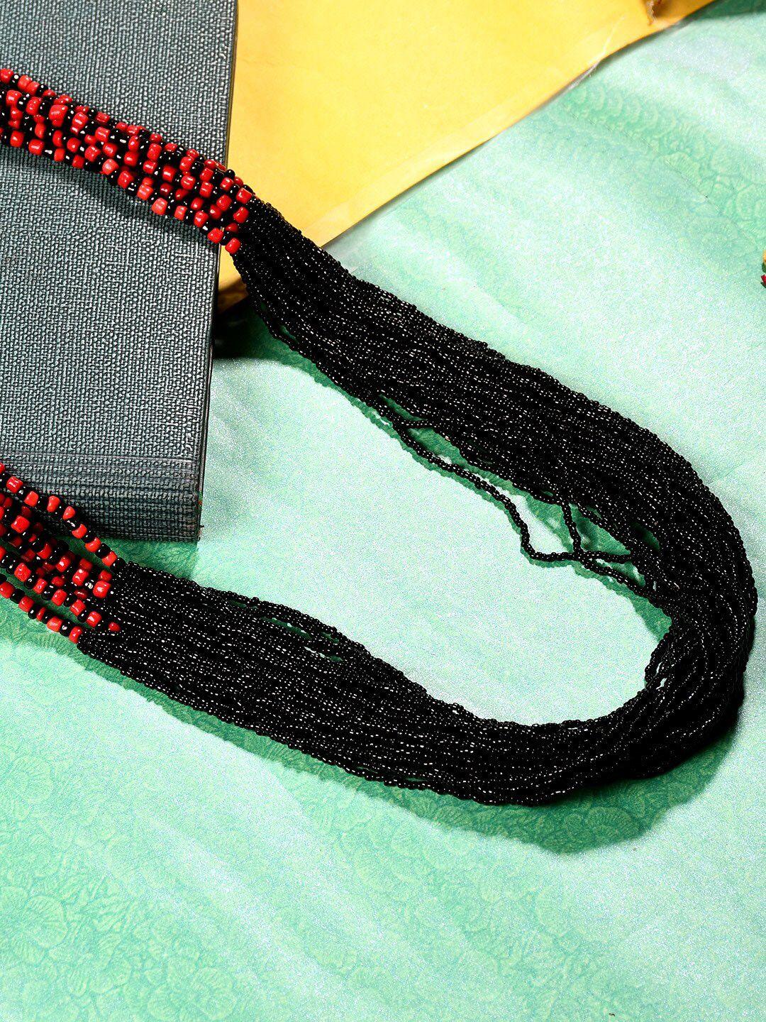 bamboo tree jewels black & red necklace