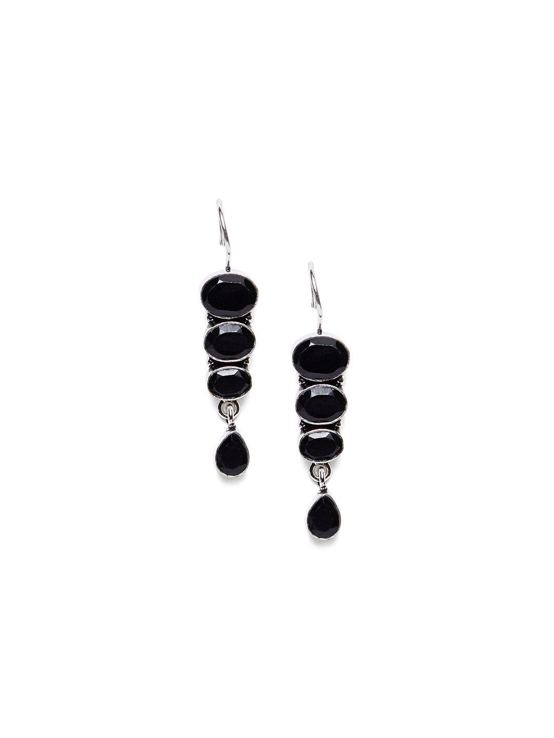 bamboo tree jewels black geometric drop earrings