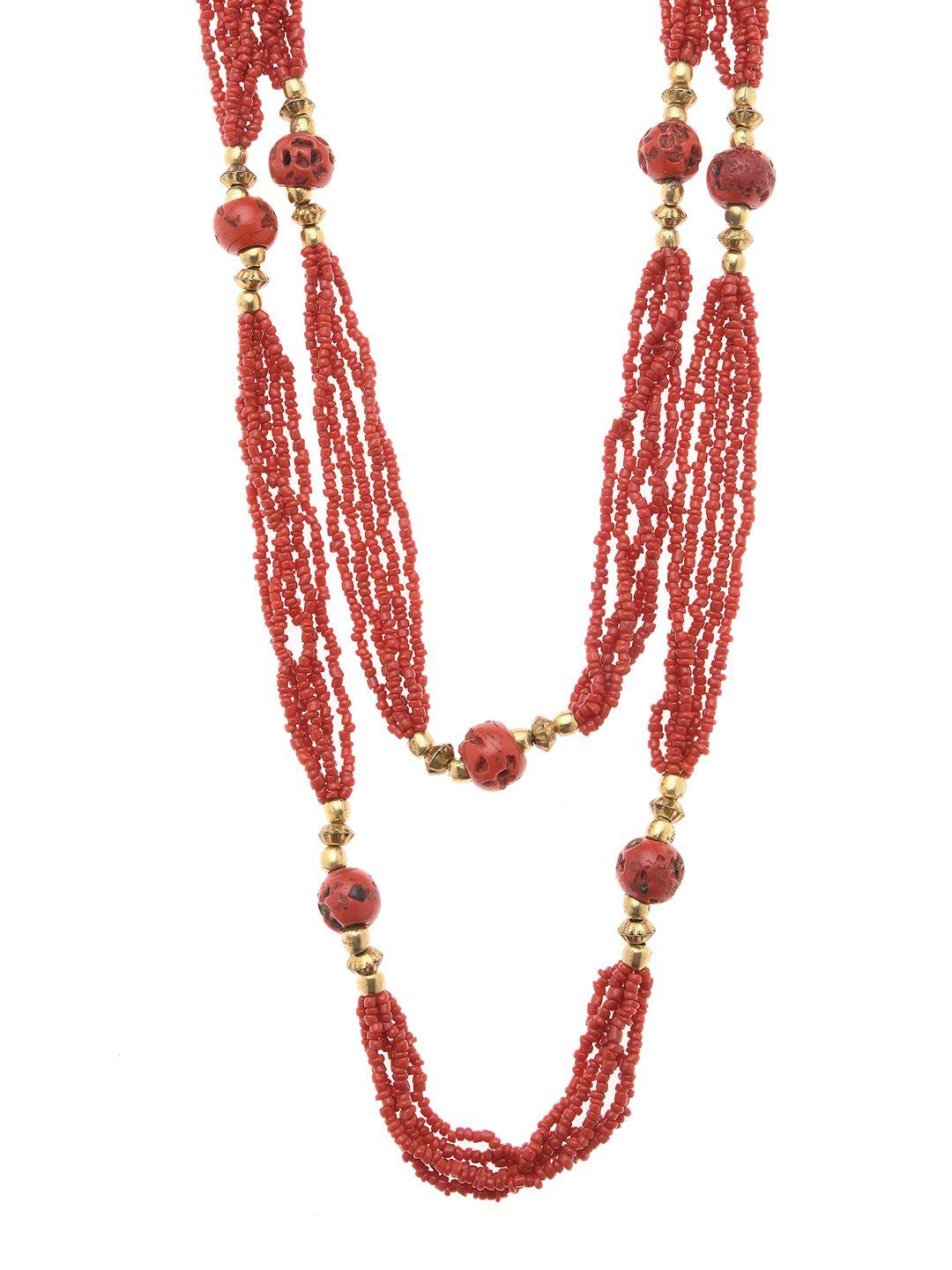 bamboo tree jewels red multistrand handcrafted necklace