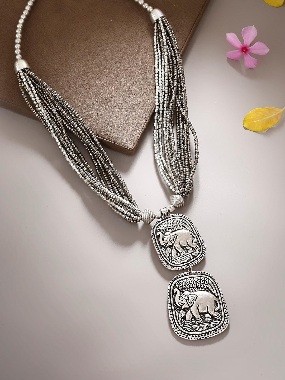 bamboo tree jewels silver-toned antique chain