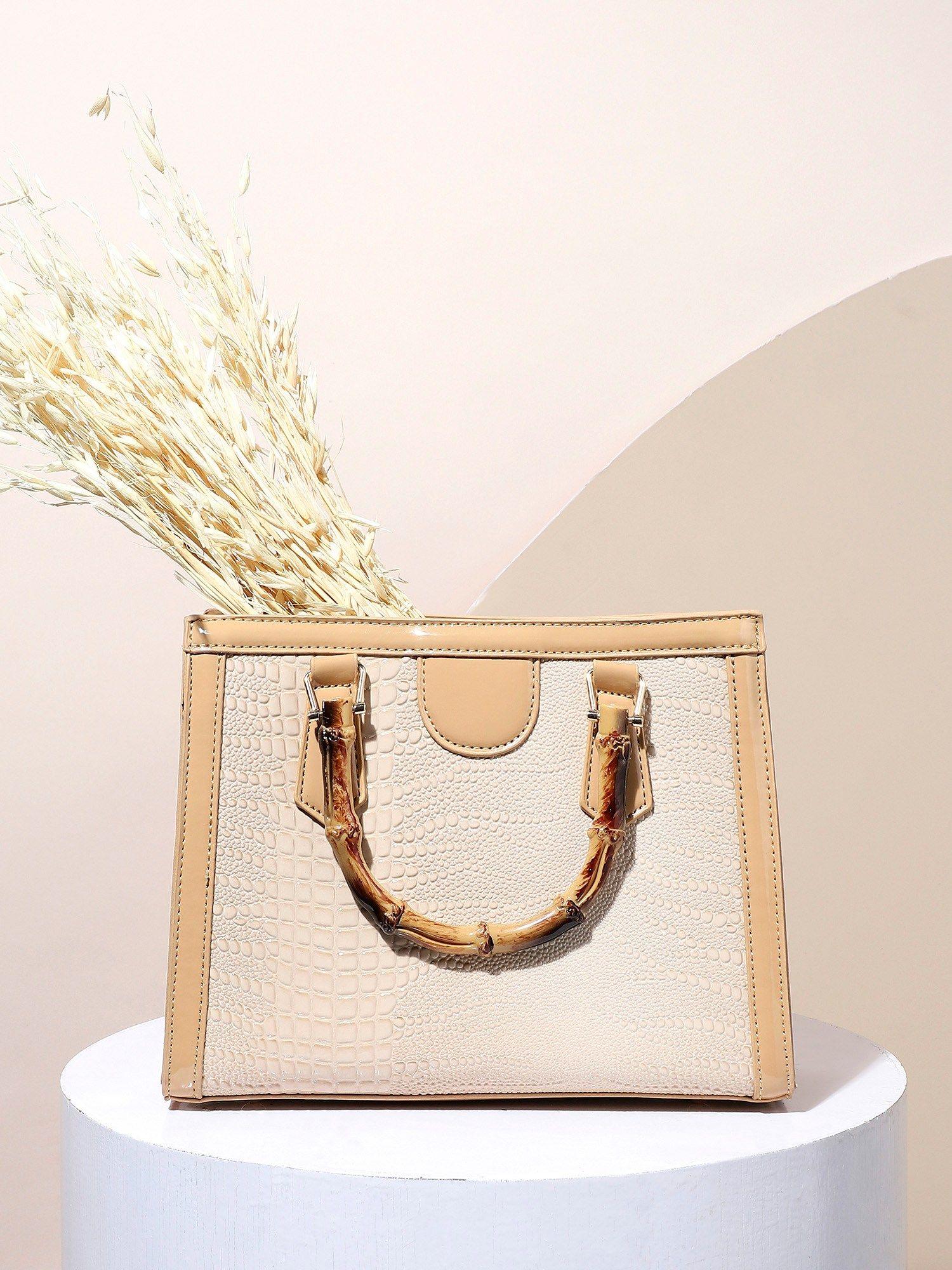 bamboo structured handbag - beige