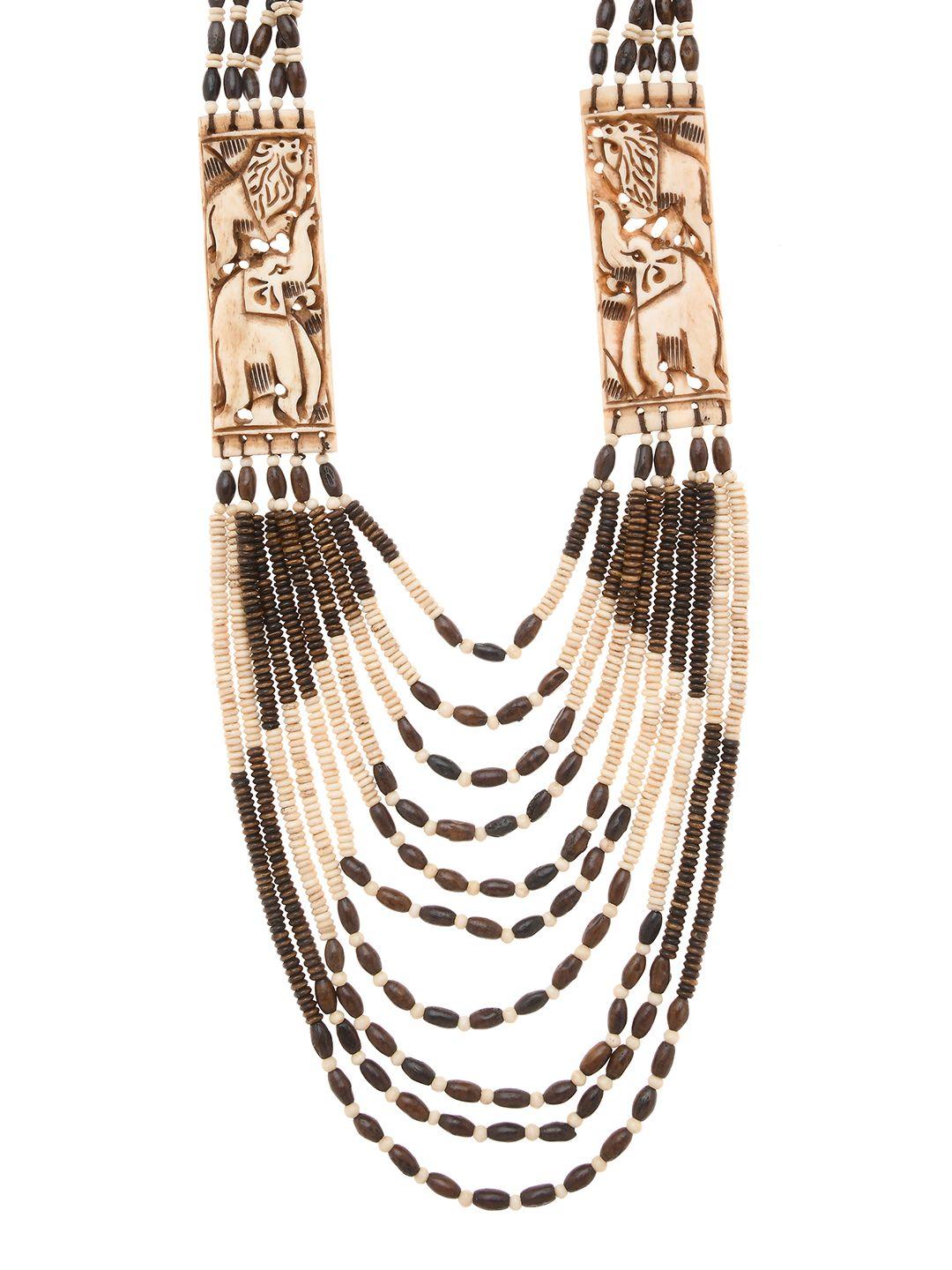 bamboo tree jewels cream-coloured & brown multistrand handcrafted necklace