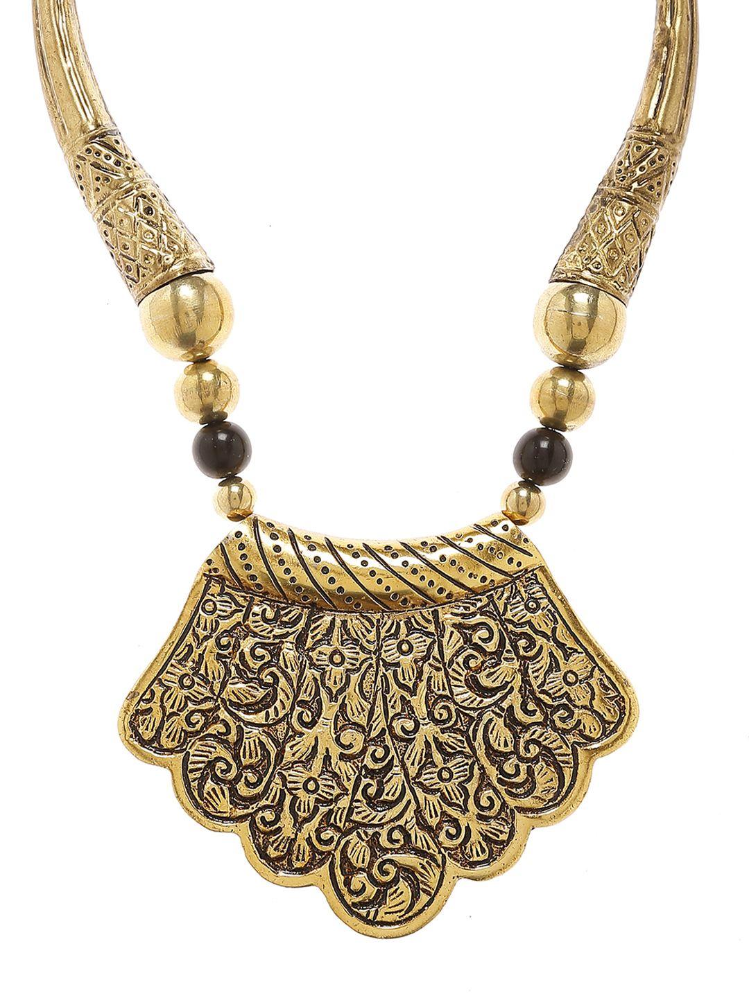 bamboo tree jewels gold-toned & red statement necklace