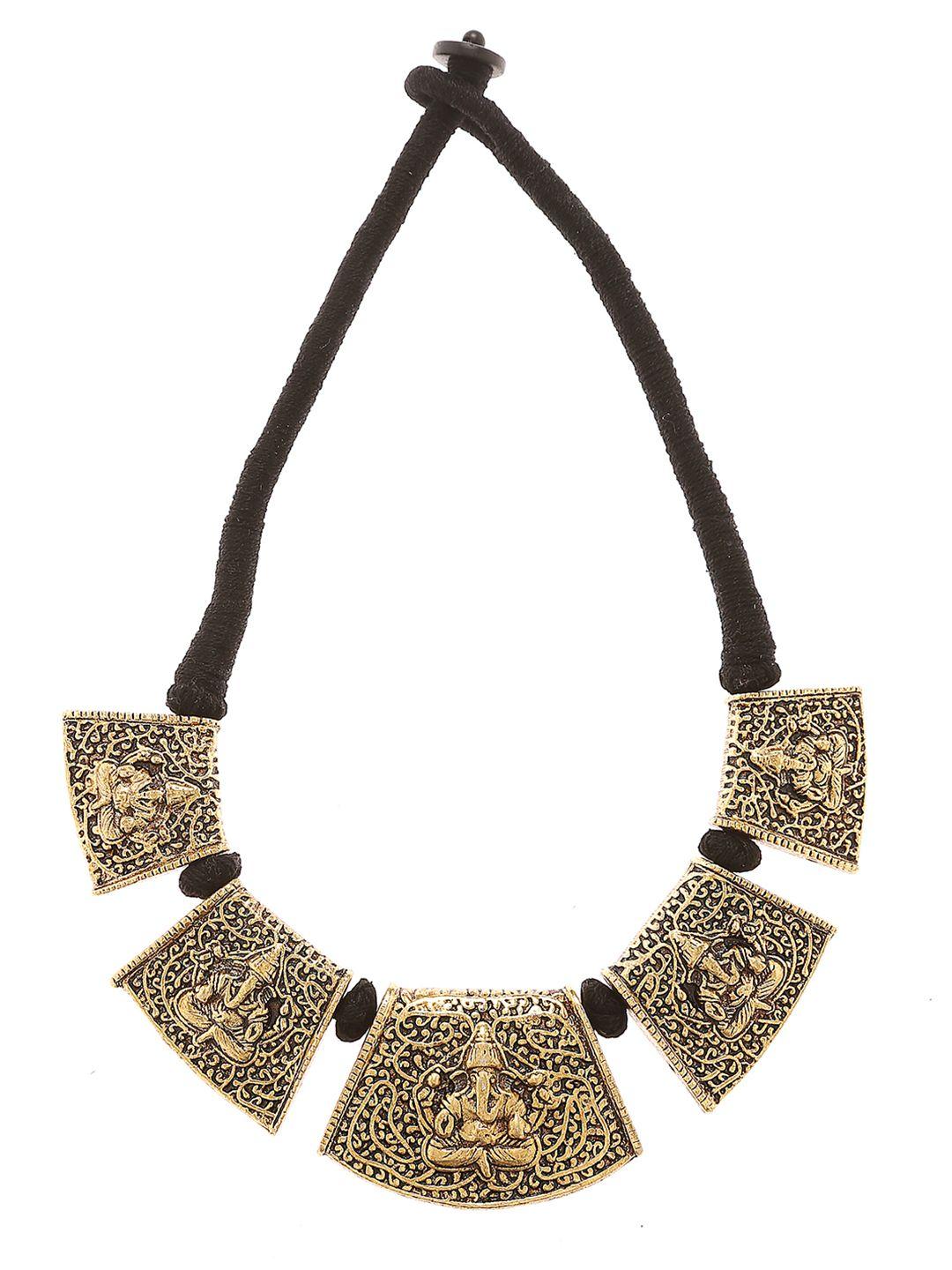 bamboo tree jewels gold-toned metal necklace
