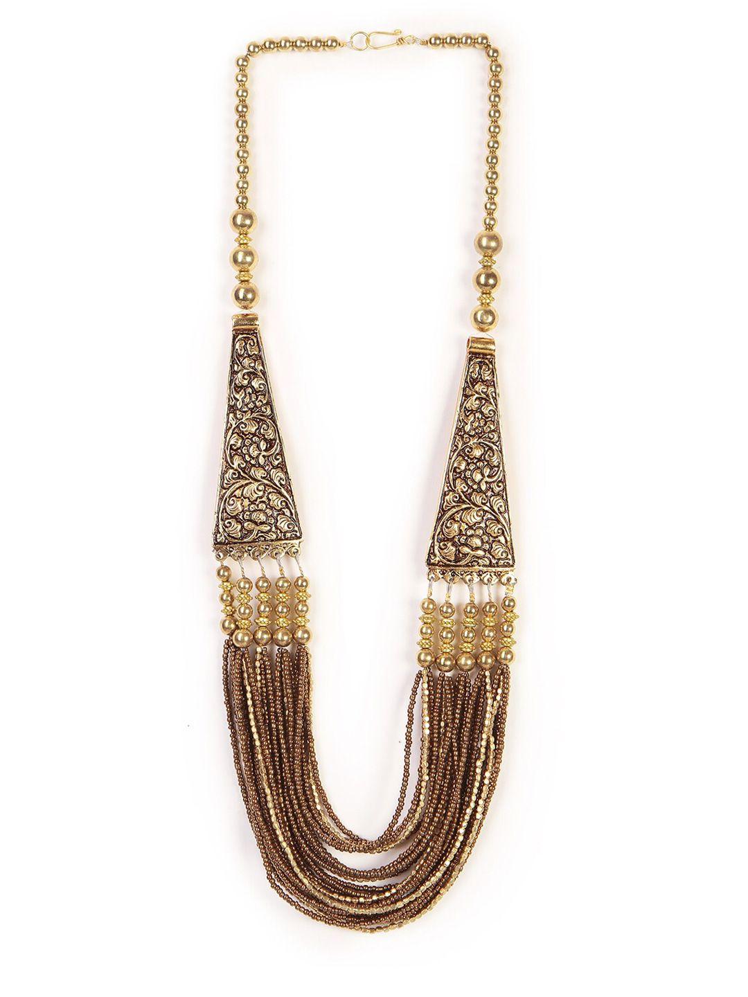 bamboo tree jewels gold-toned tribal necklace