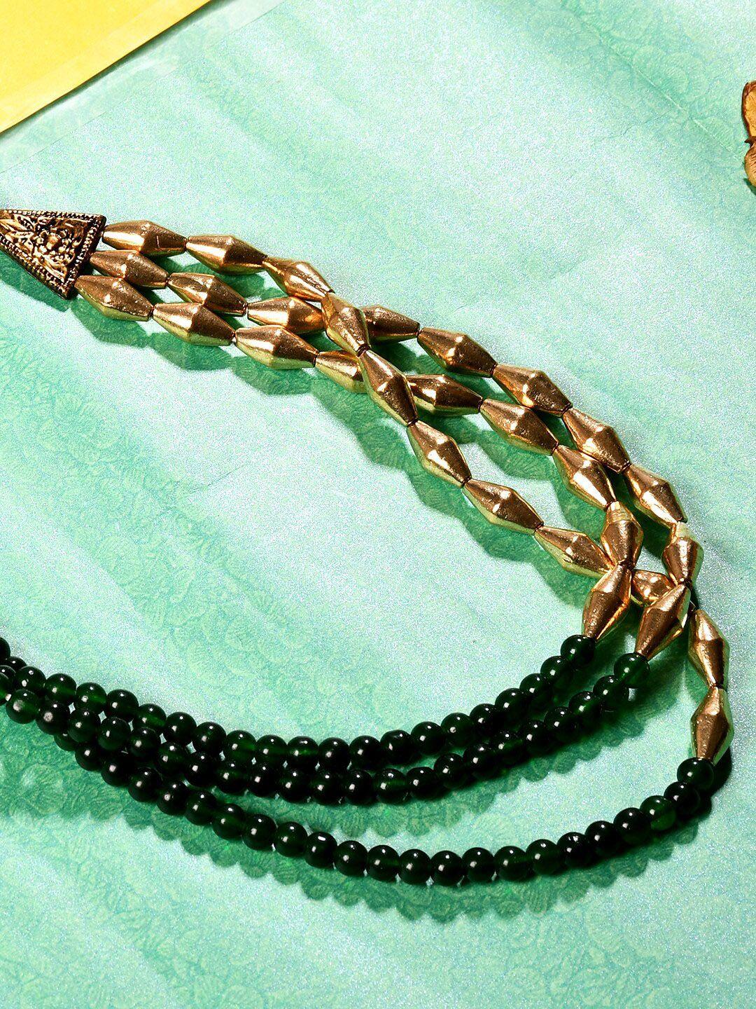 bamboo tree jewels green & gold-toned  necklace