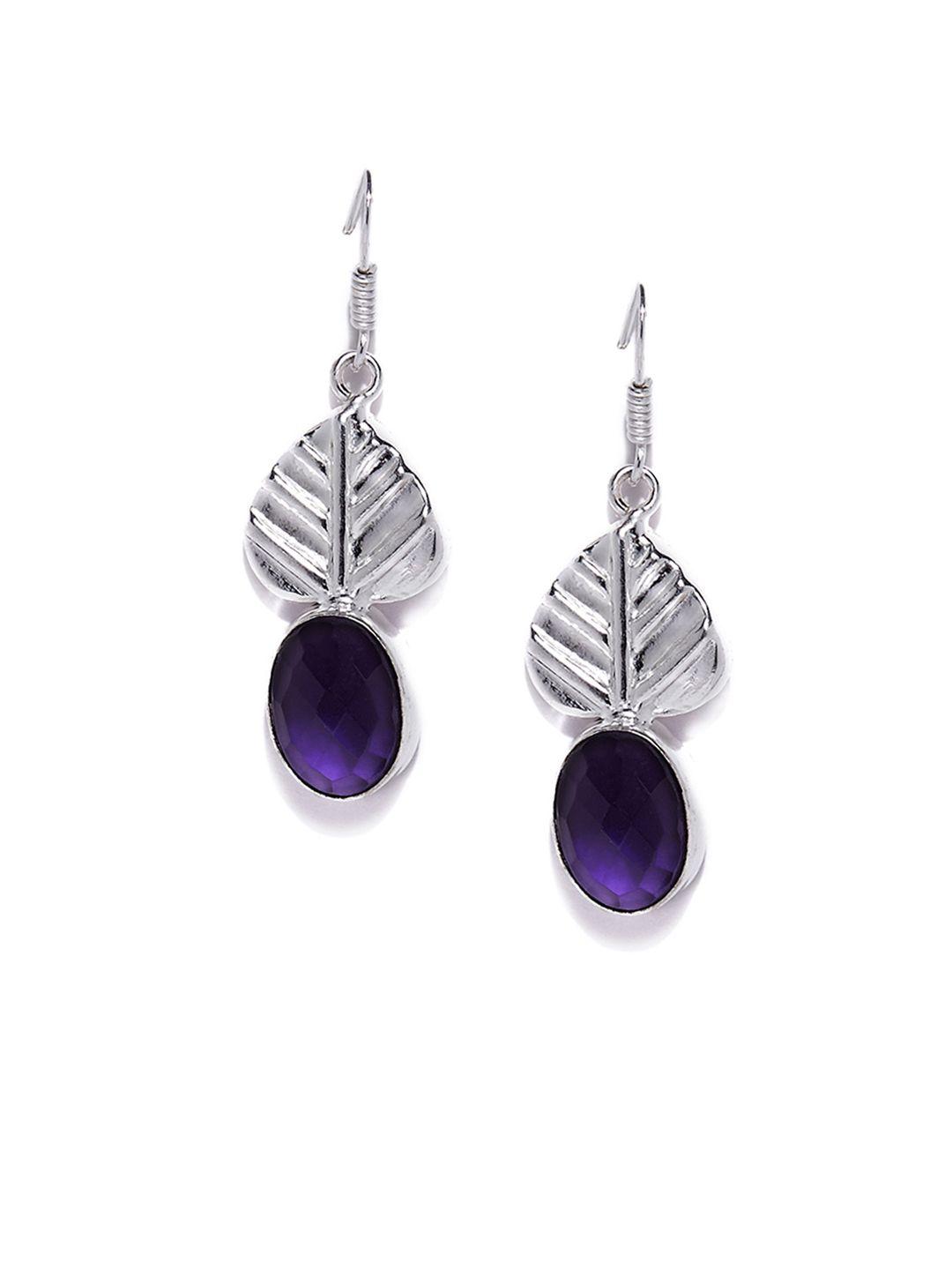 bamboo tree jewels purple leaf shaped drop earrings