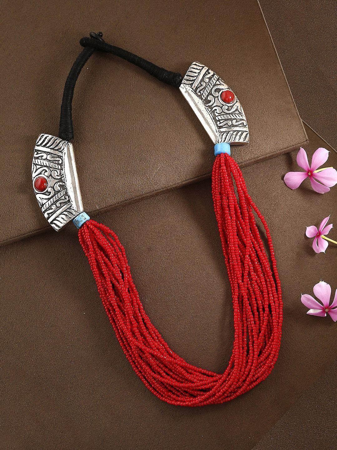 bamboo tree jewels red alloy handcrafted necklace