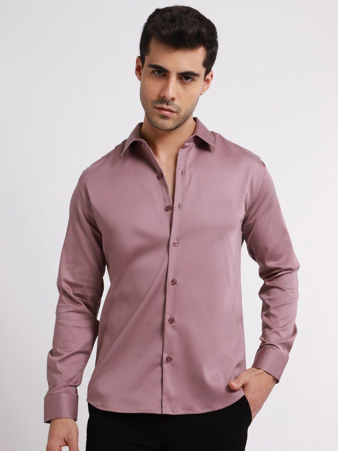 banana club classic slim fit spread collar satin casual shirt