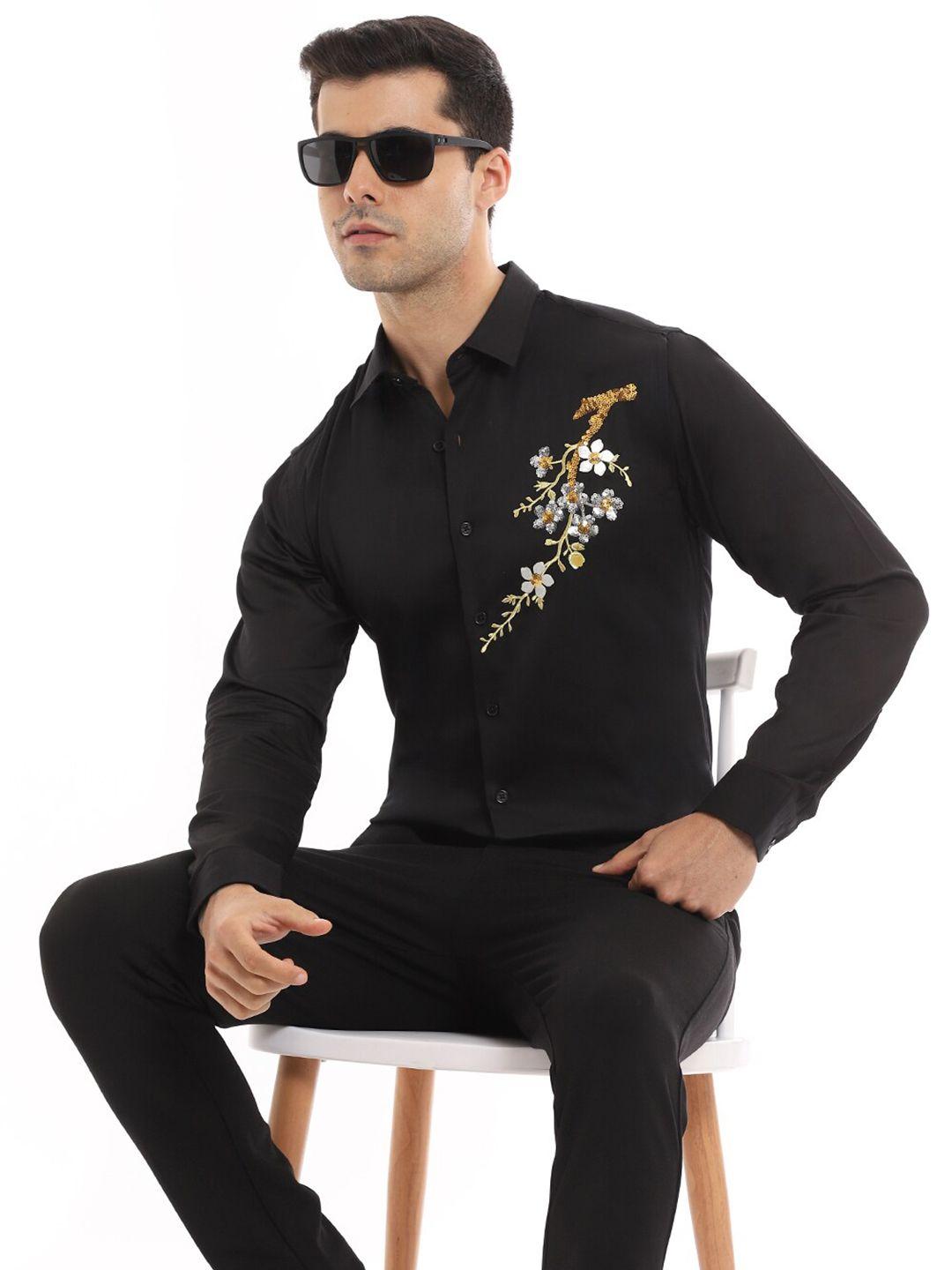 banana club premium slim fit embroidered casual shirt