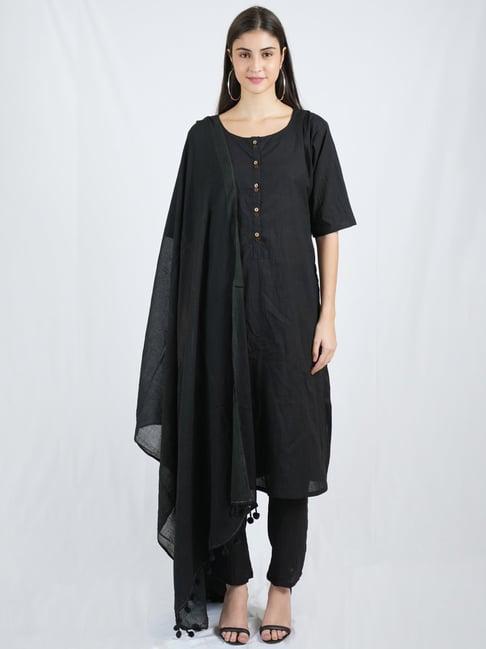 banana labs black monochrome edit cotton essentials straight kurta