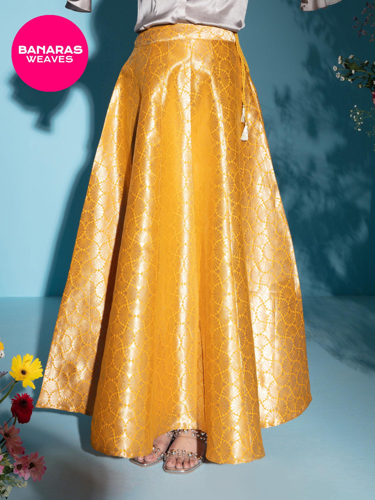 banaras yellow brocade skirt ggsrt02