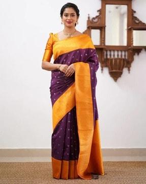 banarasi woven saree with contrast border