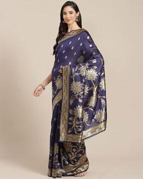 banarasi cotton silk with zari woven motifs