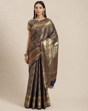 banarasi cotton silk with zari woven motifs