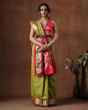 banarasi handloom saree with contrast border
