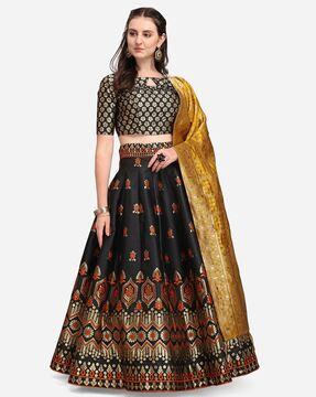 banarasi jacquard lehenga choli set with dupatta