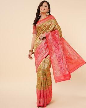 banarasi saree with floral woven motifs