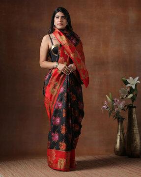 banarasi saree with floral woven motifs