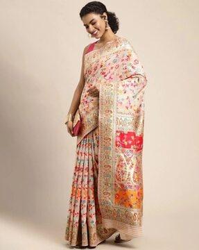 banarasi saree with floral woven motifs