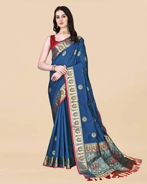 banarasi saree with peacock woven border