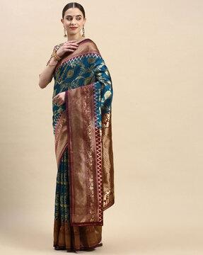 banarasi saree with zari woven motifs