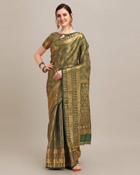 banarasi saree with zari woven paisley motifs