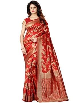 banarasi silk blend jacquard woven pattern saree