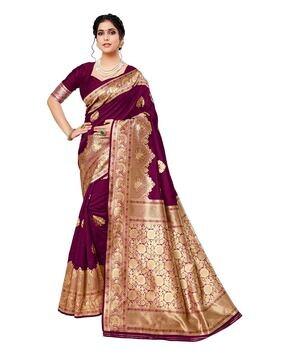 banarasi silk blend jacquard woven pattern saree