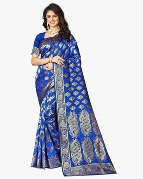 banarasi silk blend jacquard woven pattern saree