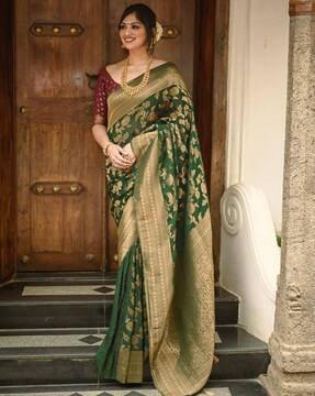 banarasi silk saree with blouse pieces saree