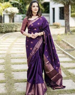 banarasi silk saree with contrast  border