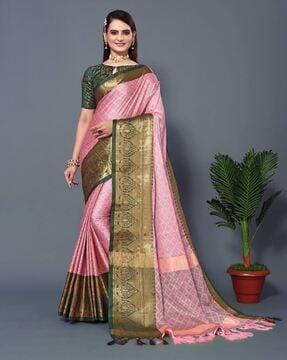 banarasi silk saree with contrast border saree