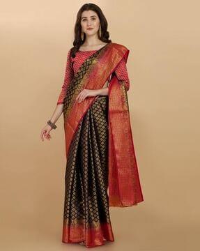 banarasi silk saree with contrast border