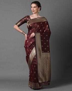 banarasi silk saree with contrast border