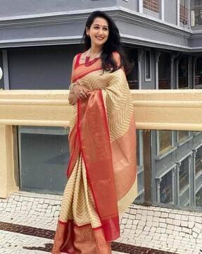 banarasi silk saree with contrast border