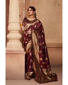 banarasi silk saree with contrast border