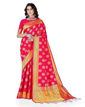 banarasi silk saree with contrast zari border