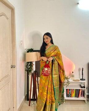 banarasi silk saree with floral print