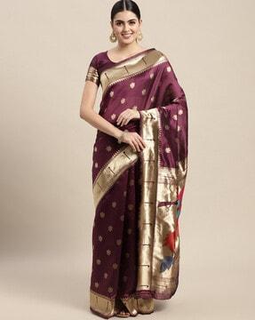 banarasi silk saree with floral woven motifs