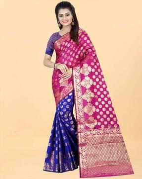 banarasi silk saree with floral woven motifs