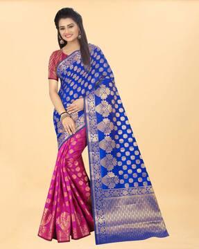 banarasi silk saree with floral woven motifs