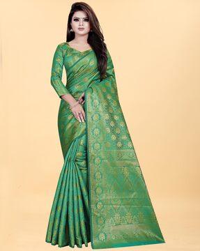 banarasi silk saree with floral woven motifs