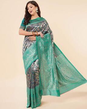 banarasi silk saree with floral woven motifs