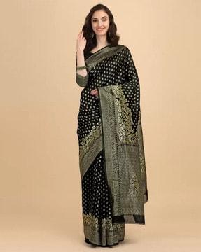 banarasi silk saree with leaf woven motifs