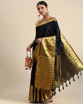 banarasi silk saree with peacock woven border