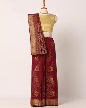 banarasi silk saree with tassel accent