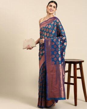 banarasi silk saree with zari woven motifs