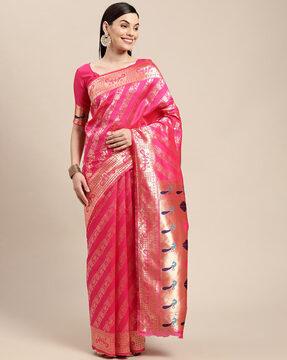 banarasi silk traditional saree with woven motifs